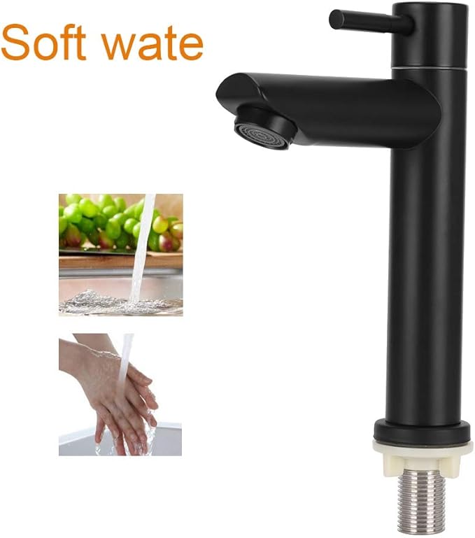 Crisis Single Cold Water Basin Faucet, Black Stainless Steel Kitchen Touch Sink Faucet