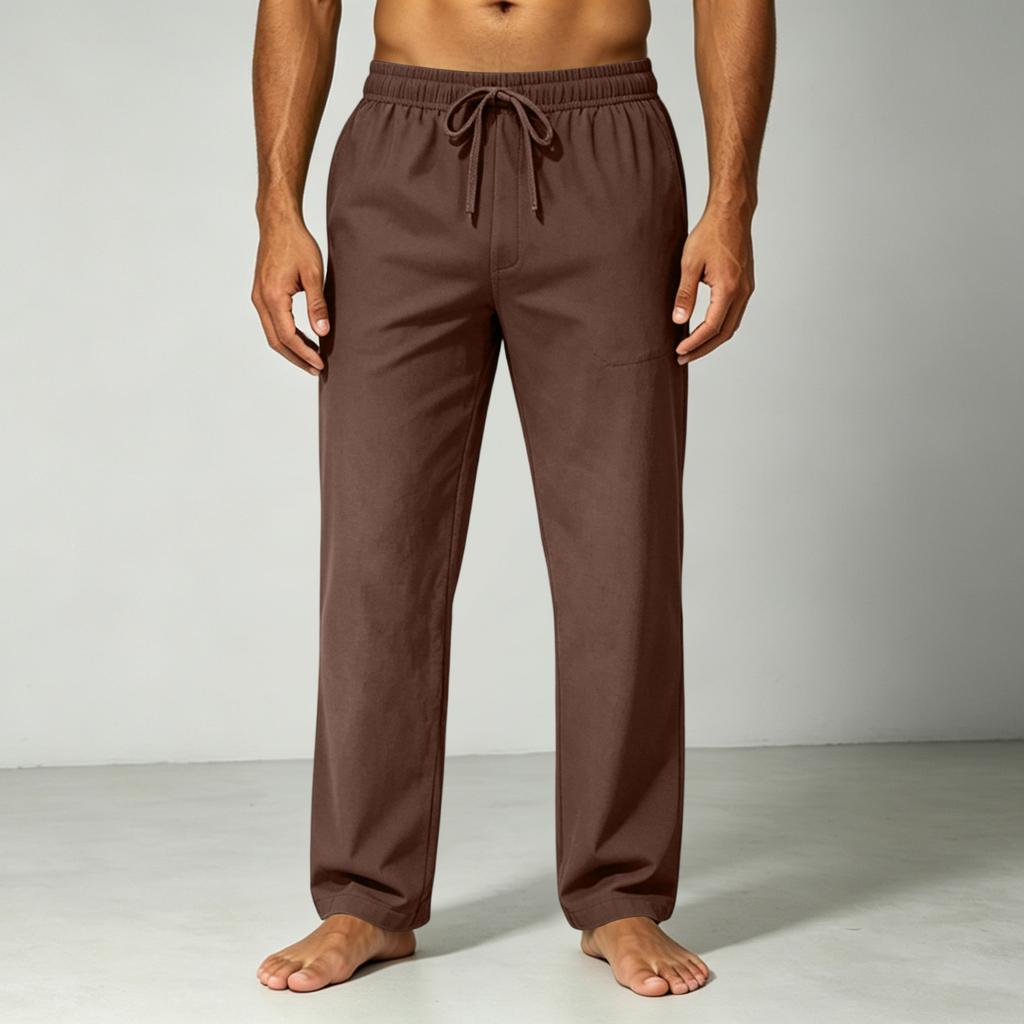 Men's Loose Fit Drawstring Waist Casual Pants Lightweight Breathable Cotton Linen Blend Relaxed Fit Trousers for Everyday Wear