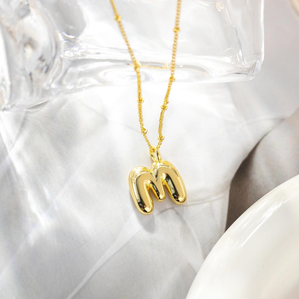 European & American Trendy 18K Gold Plated Cute Balloon Party Letter Necklace