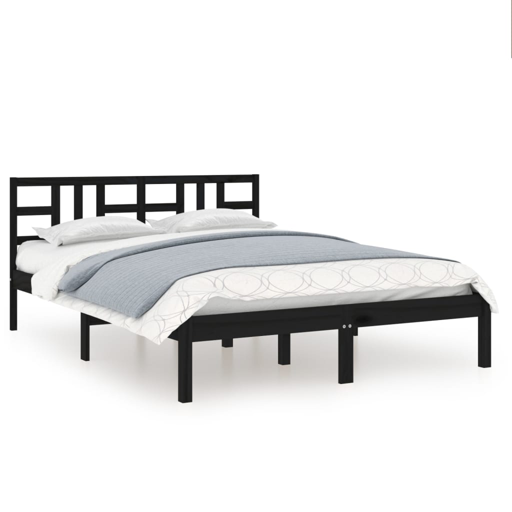 Cheap Bed Frame Black Solid Wood 200x200 cm Joom