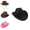 Pink Denim Cowboy Hat With Metal Rivets For Festival And Themed Events