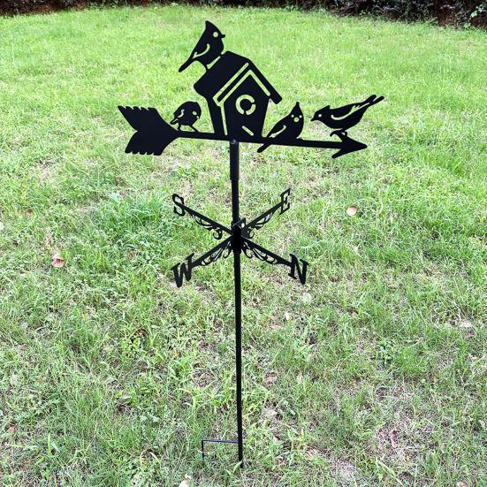 Yousheng Birdhouse Wind Vane Iron Rustic Garden Weather Vane Outdoor Weather Vane with Ground Stake for Lawn Courtyard Decoration