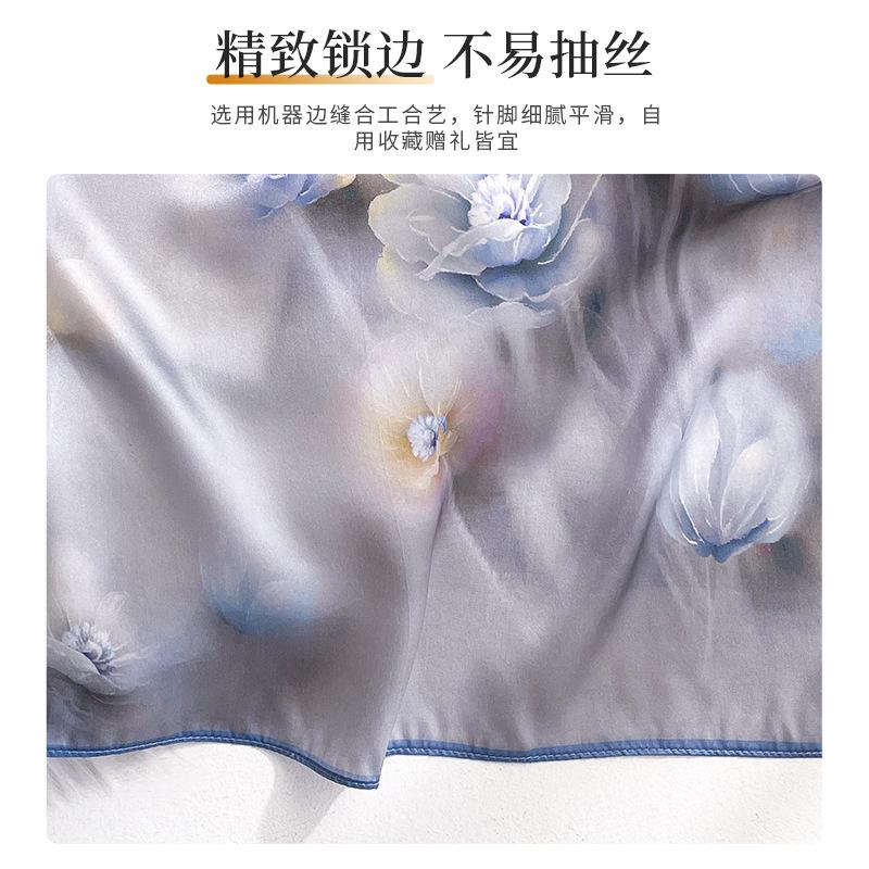 100% Natural Silk Scarf Women Square Floral Print Neck Shawls Wraps for Ladies Foulard Scarves Pashmina Female Hijab Bandana