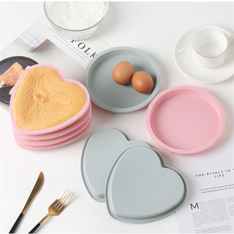 Layer Bakeware Molds Heart Round Silicone Cake Pan Cake Mold Round Heart Dessert Cutting Cakes Mould Muffin Baking Tools