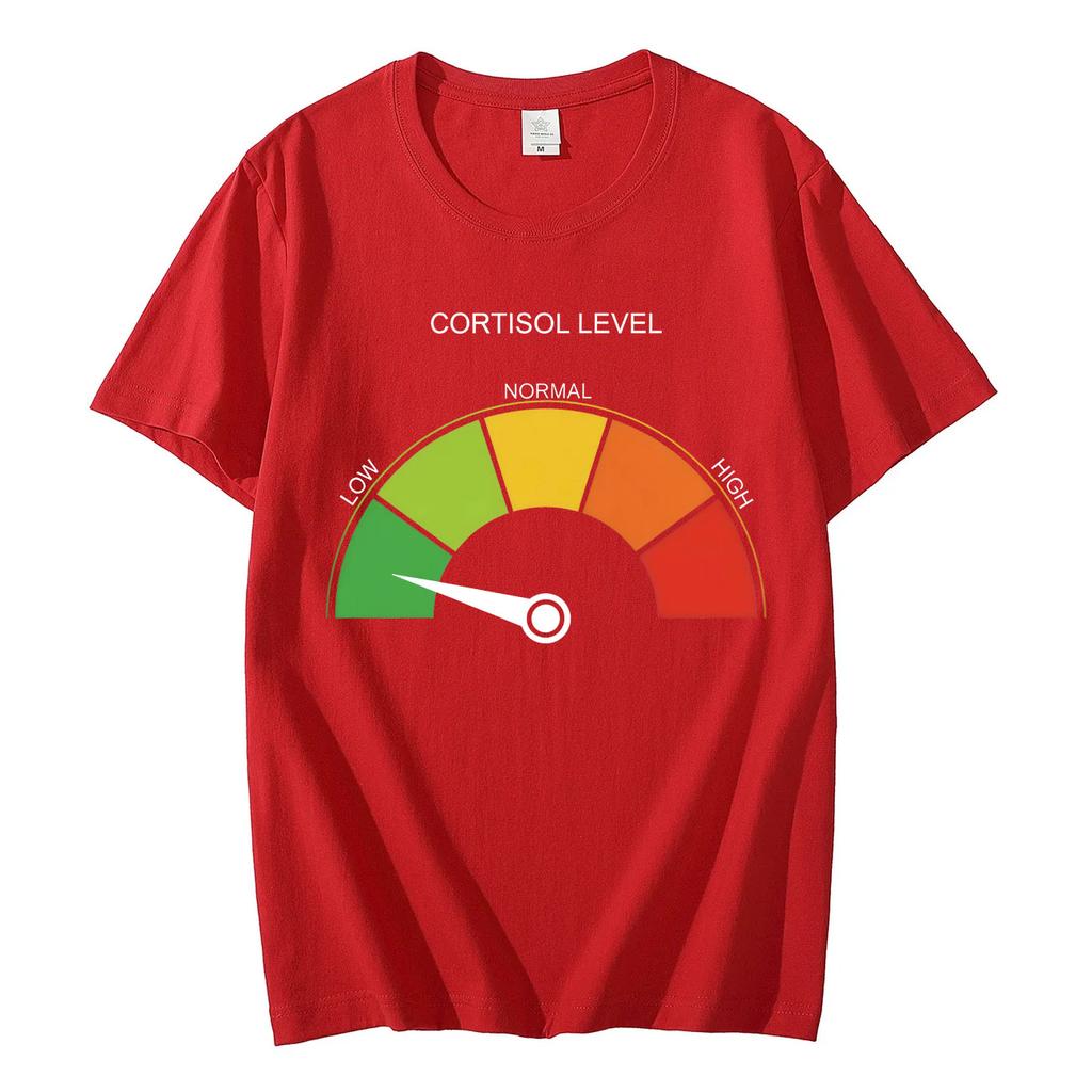Low Cortisol Level Funny Stress Meme Tshirt High Quality Fashion Short Sleeve T Shirts Men Women Casual Loose Cotton Tshirts
