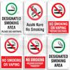 No Smoking Metal Sign No Vaping Smoke-Free Zone Smoking Permitted Plaque Auahi Kore Designated Smoking Area No Open Flames