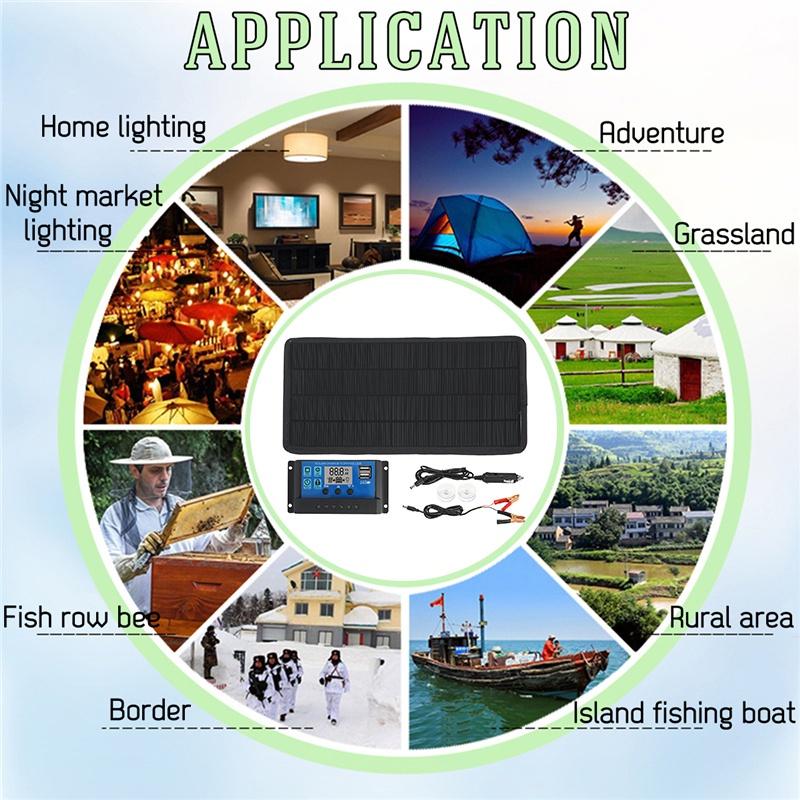 300W Solární Panel Kit Kompletní USB S Regulátorem Solární Články pro Auto Jachtu Obytný Vůz Loď Moblie Telefon Nabíječka Baterií 370*180MM