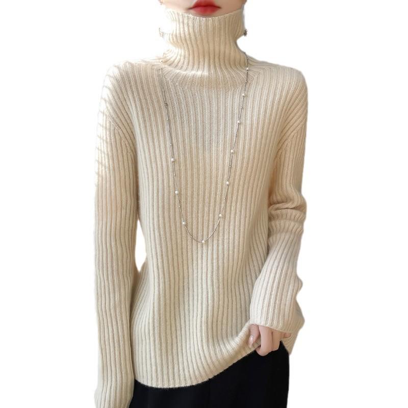 Damen Strickpullover mit hohem Kragen: Lässiger, schlank geschnittener Pullover für Herbst und Winter