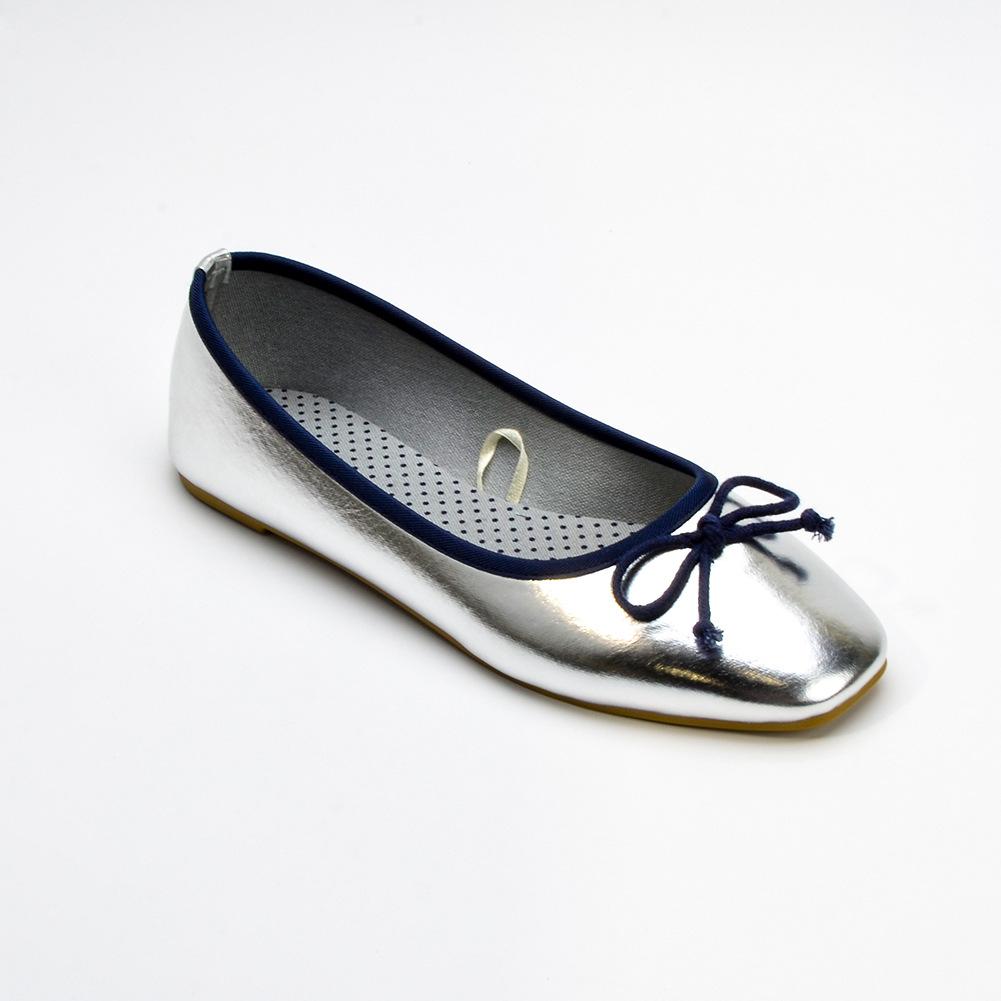

Туфли-балетки женские на мягкой подошве с квадратным носком, весна-осень 2025, новые, с бантом 41 серебряный