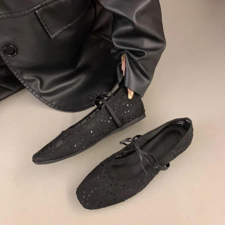 

Весна 2025 Элегантные кружевные туфли Мэри Джейн с низким вырезом и скрытым каблуком 35 чёрный