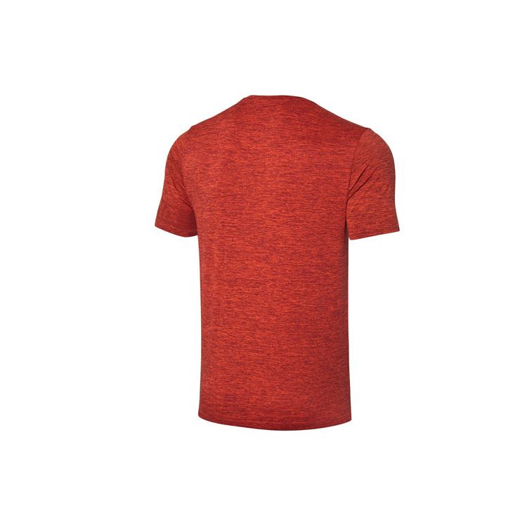 Li Ning Schnelltrocknendes Rundhals Fitness Sport Kurzarm T-Shirt Herren Oberteile Rot ATSQ053-5