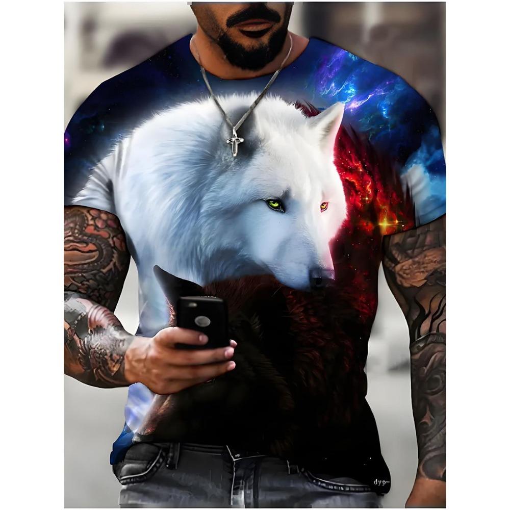 Summer Men's 3D Digital Printing, Casual and Comfortable Versatile Men's Round Neck Short Sleeved Shirt
