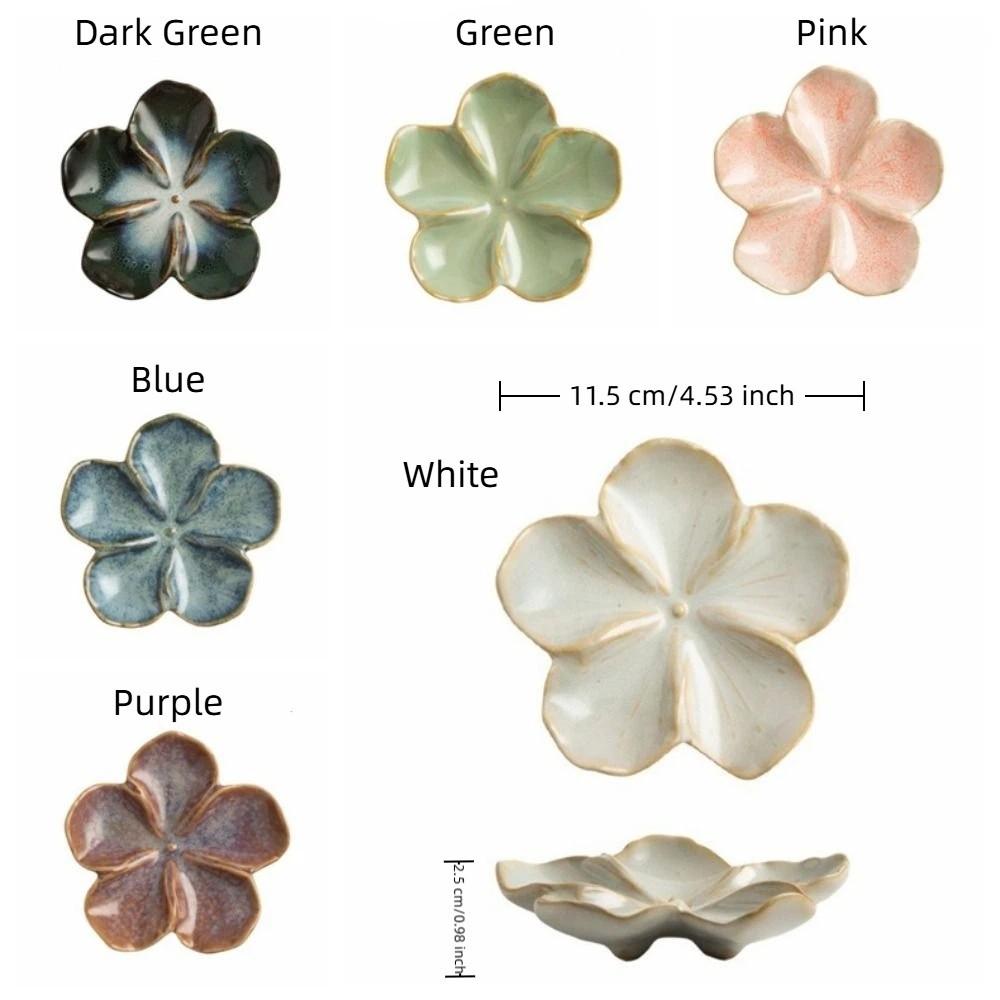 Multi-color Ceramic Dipping Plate Vintage Seasoning Sauce Dish Decorative Petal-Shaped Dish Party