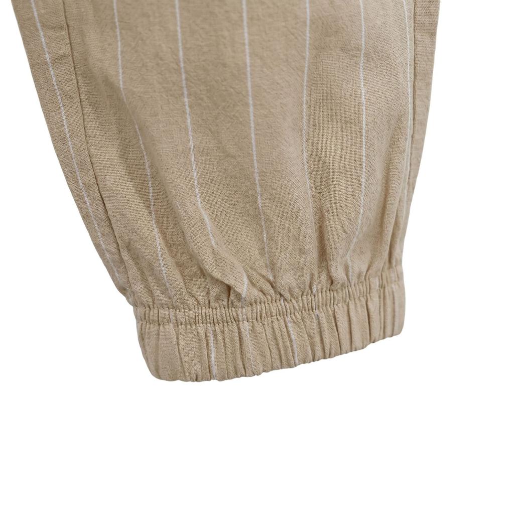 Men's Casual Striped Linen Pants Loose Fit Straight Leg Long Trousers Sporty American Style Men's Wear Breathable Casual Sports Trousers