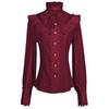 Camicia Gotica Vittoriana da Donna in Tessuto di Lino con Design Arricciato per Cosplay e Spettacoli Teatrali