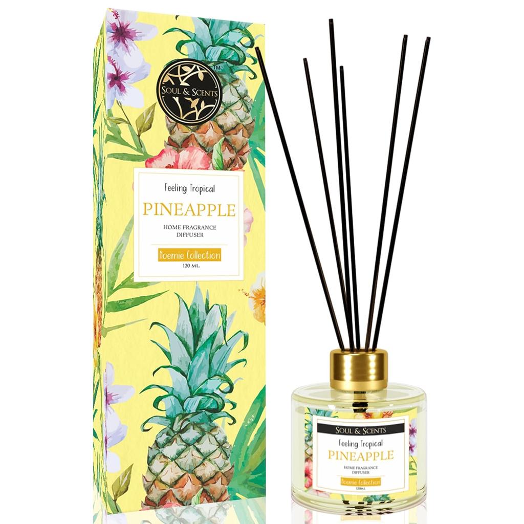 Soul & Scents Glass 120ml Lemongrass Reed Diffuser Set | Free 6 Fiber Reed Sticks | Stress Relief & Aromatherapy | Long-Lasting,