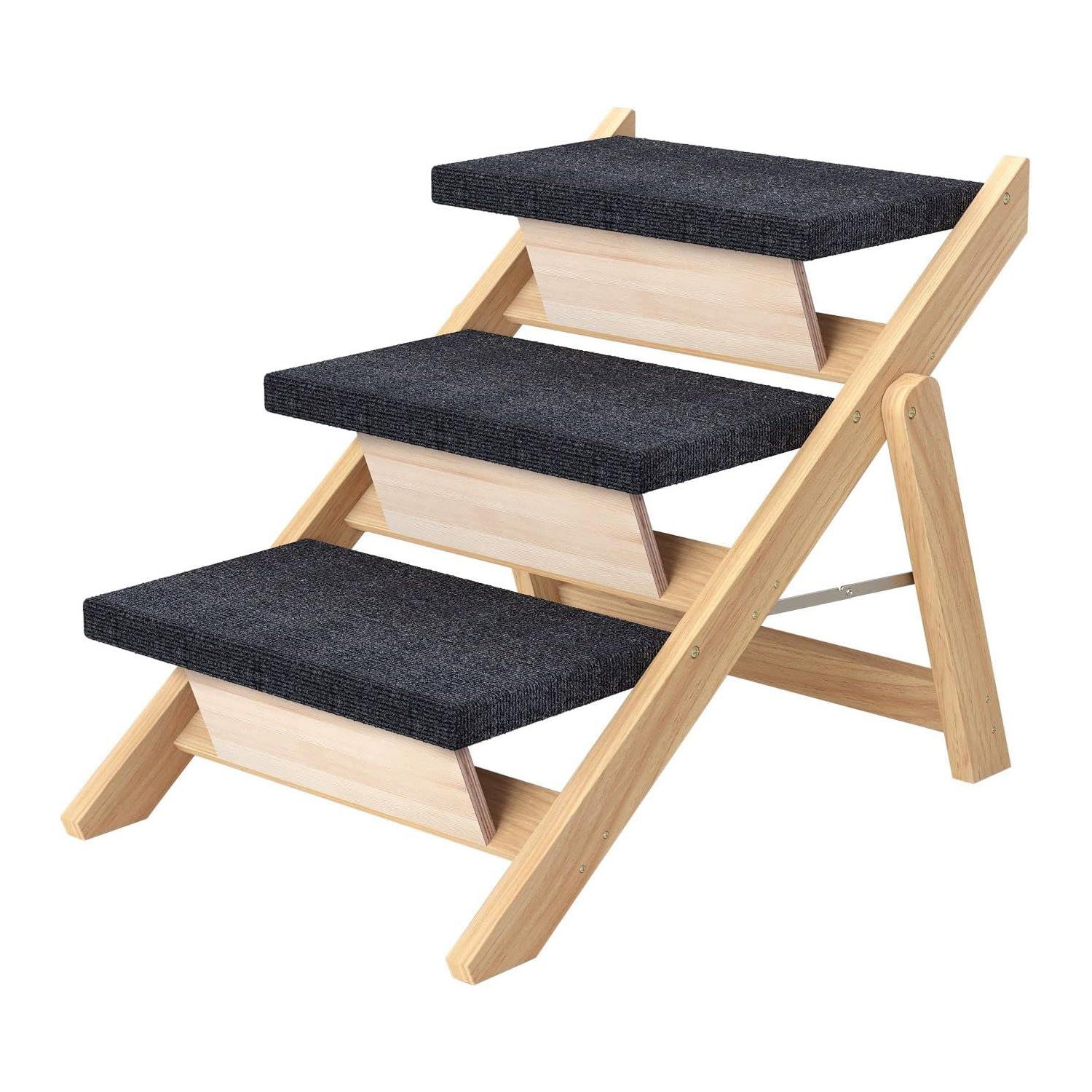 

Лестница для собак, складная лестница для собак, 3-слойная деревянная лестница для кошек, игрушки для собак в помещении и на улице, нескользящая лестница для домашних собак