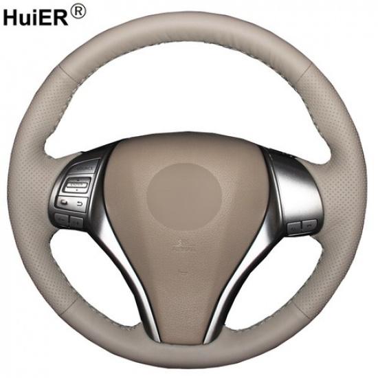 Beige Hand Sewing Car Steering Wheel Cover For Nissan Altima 13-18 Rogue X-Trail
