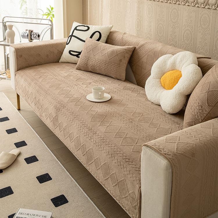 Nordic Washed Cotton Sofa Cushion Modern Seat Cushion Homestay Non-slip Jacquard Sofa Cover Four Seasons Universal