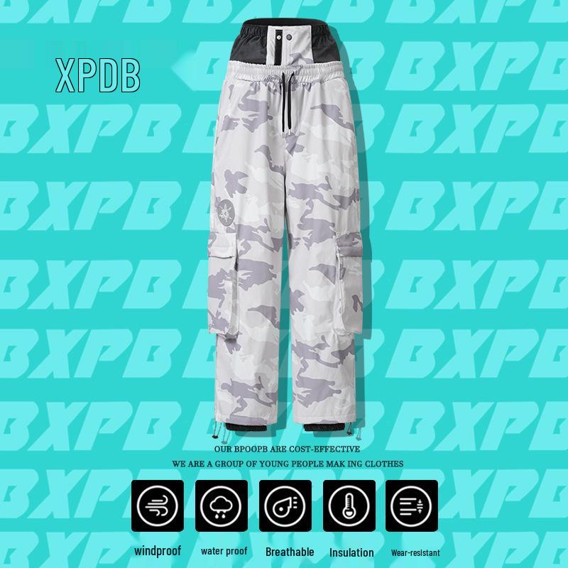 Unisex Camouflage Fleece-Lined Waterproof Ski Suit - Two-Piece Windproof Set