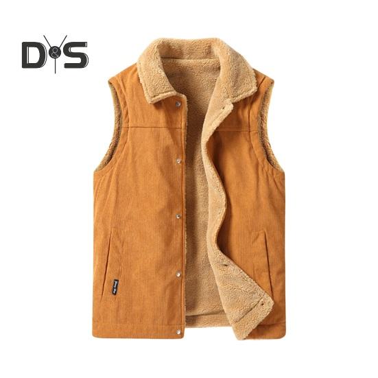 

Мужской зимний жилет с бархатной подкладкой, вельветовый жилет, пальто с лацканами, без рукавов, однобортный утолщенный жилет с карманами M