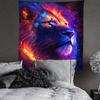 Lion Animal Fluorescent Tapestry Colorful Aesthetic Polyster UV Blacklight Tapestry, Wall Hanging For Living Room Bedroom Office Home Decor