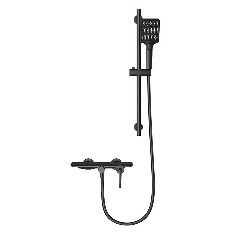 

Bathroom Shower Faucet Set Brass Wall Mounted Gray Rainfall style Shower Brush Gold /Gray Finished Shower Faucet with slid bar чёрный
