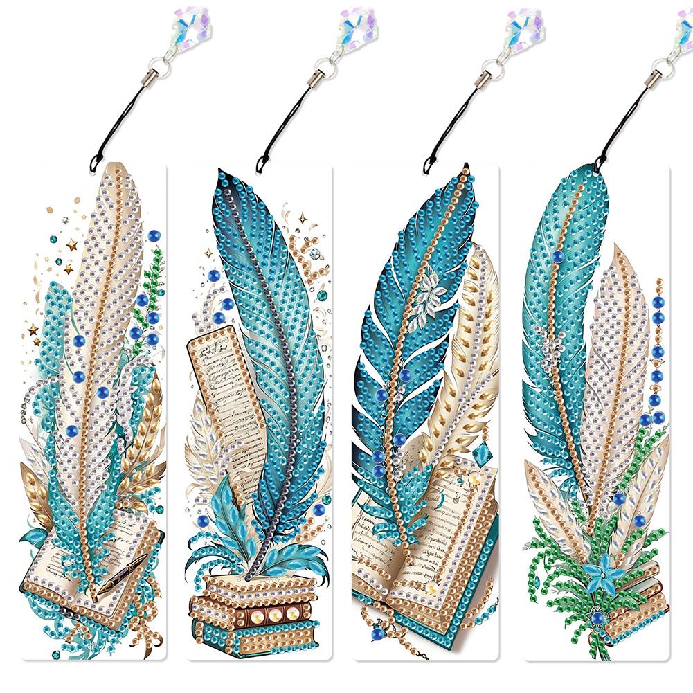 4Pcs DIY Irregular Shaped Diamonds Diamond Art Bookmark for DIY Making Beginners Adult Art Craft Supplies Handmade Birthday Gift