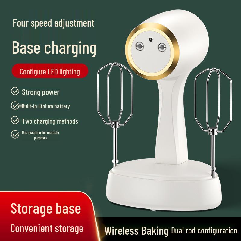 Handheld Wireless Electric Egg Beater & Cream Whipper with Dual Rods for Baking