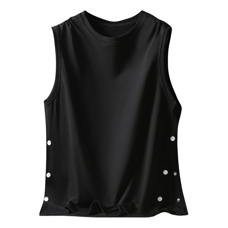 Vest Men's Sleeveless Shirt Summer Cotton Thin Fashion Brand Breasted American Basketball Sports Waistcoat Top Men's Clothing