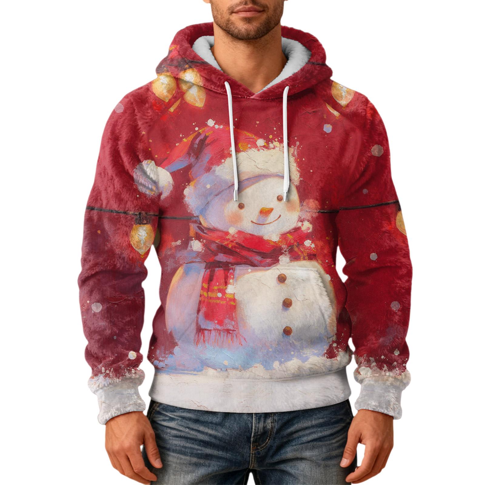 

Мужская Мода Досуг Капюшон Капюшон Плюшевый Длинный Рукав Толстовка S красный