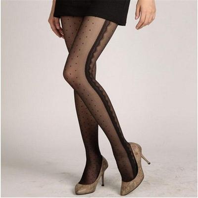 Women Sexy Solid Color Tights Heart  Dots Lace Fishnet Pantyhose Female Ladies Hosiery Legs High Silk Tight Stockings Gift