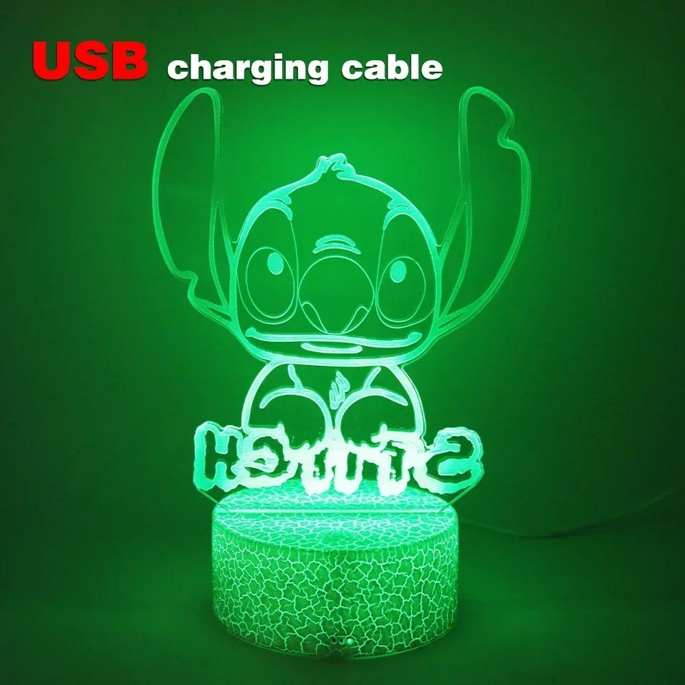 Led Cute Touch Lamp Anime Stitch Gaming Bedroom Decoration Usb Night Lights Kids Birthday Personalized Gift Aesthetic Room Decor