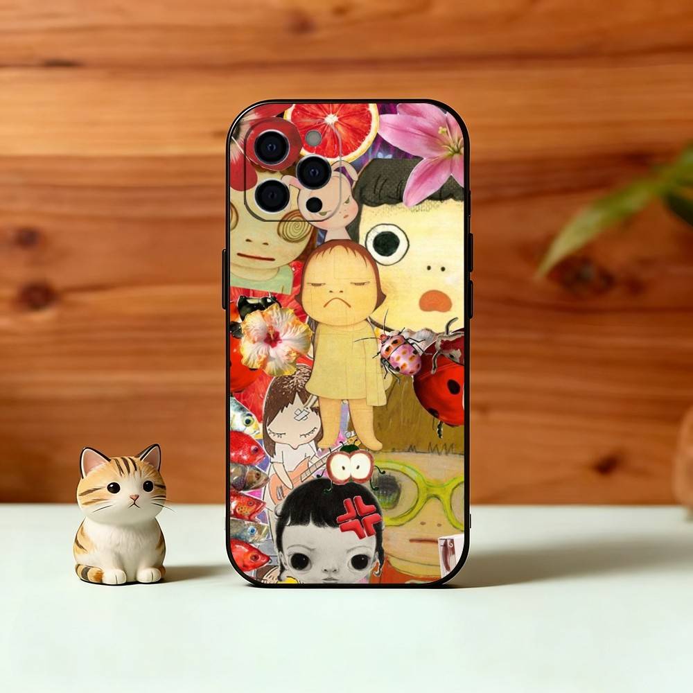 Art of Japan Y-Yoshitomo Nara Phone Case For iPhone 17, 16,15,14,13,12,11 Plus,Pro Max, Others Soft Black Cover