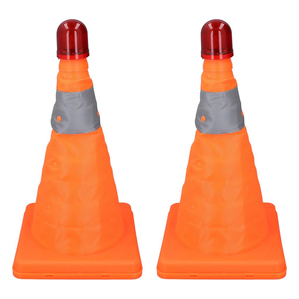 2er Set 30cm Verkehrskegel Faltbar Reflektierende Streifen Straßensicherheitskegel mit Lichtern für Wohnmobile Autos