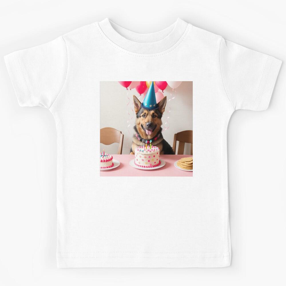 Beautiful portrait cute adorable German Shepherd with party hat Kids T-Shirt 170