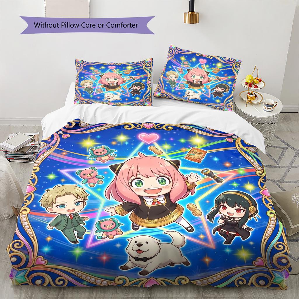 Anya Forger Pattern Bedding Quilt Set Quilt Cover Pillowcase Home Decoration Birthday Gift (1 * duvet cover + 2 * pillowcase, without core)