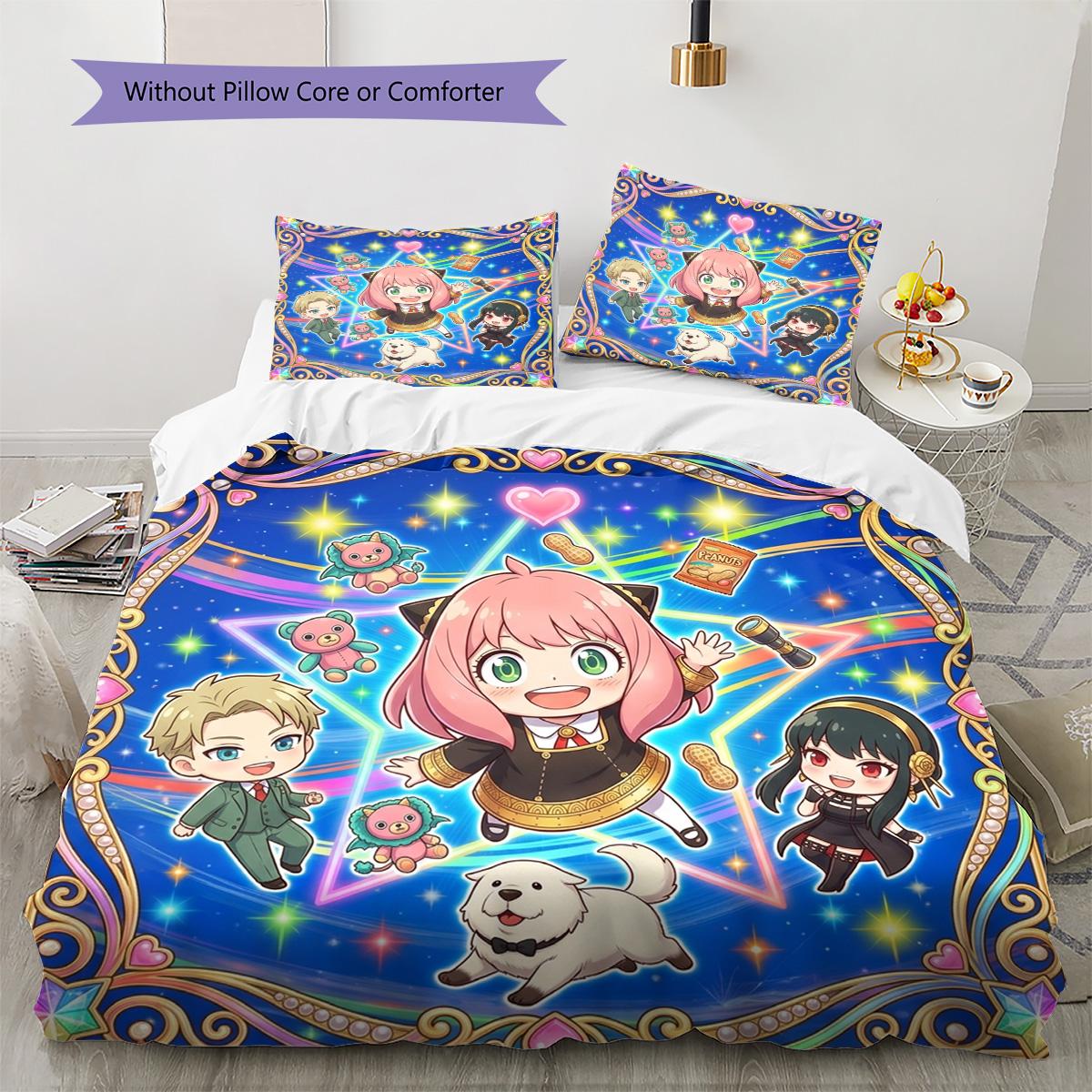 

Anya Forger Pattern Bedding Quilt Set Quilt Cover Pillowcase Home Decoration Birthday Gift (1 * duvet cover + 2 * pillowcase, without core) 135x200cm