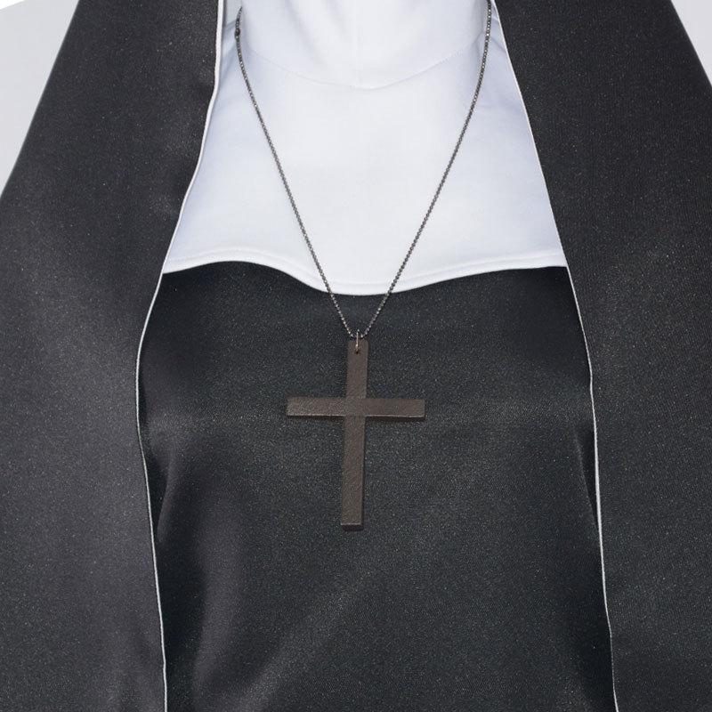 Halloween nonne cosplay kostyme Tradisjonelt voksen Valak svart religiøs drakt dress Halloween fest demon nonne ytelse klær