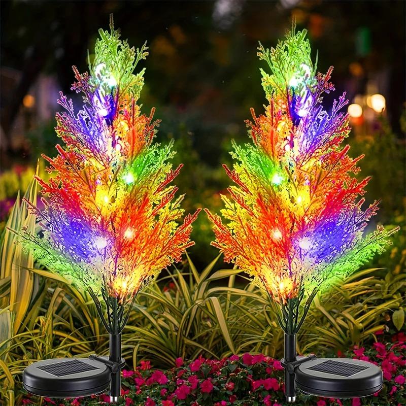 1/2/4PCS Color Solar Christmas pine tree lamp Christmas garden floor lamp suitable for garden passages and Christmas decoration