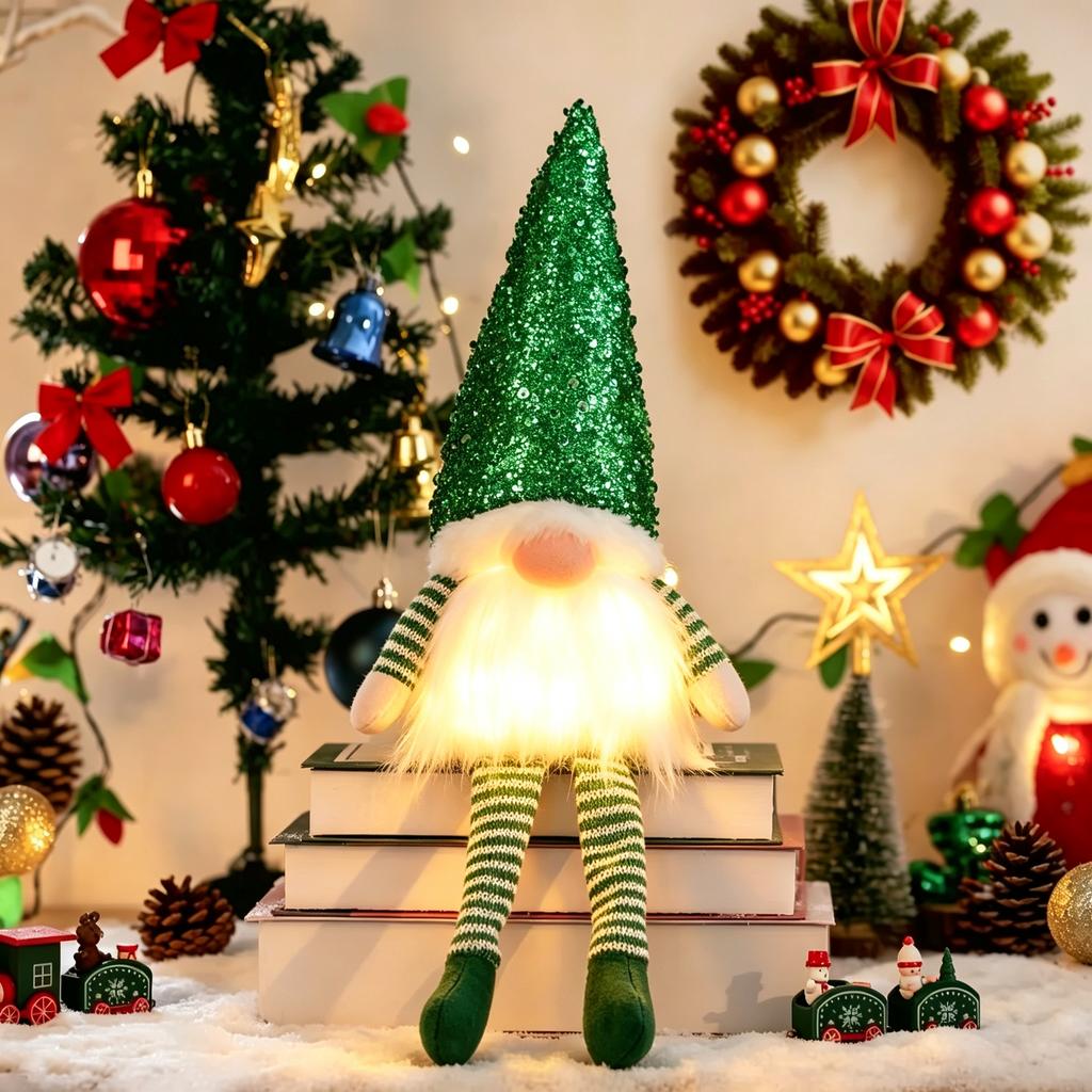 30cm Vánoční skřítek Elf s LED nočním světlem Vánoční dekorace pro domov Xmas Navidad 2027 Novoroční dárky