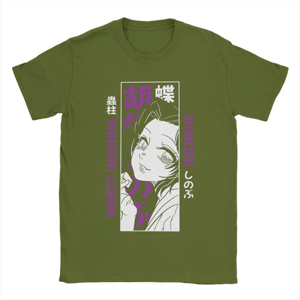 Kreative Kochou Shinobu T-Shirts Herren Rundhals Reine Baumwolle T-Shirts Kurzarm Tees Neuankömmling Kleidung