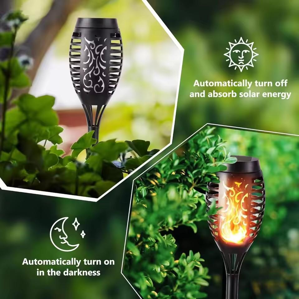 1pcs Solar Flame Ground Plug Light, 12led Torch Light, Outdoor Courtyard Garden Decoration Landscape Light, Waterproof Lawn Light