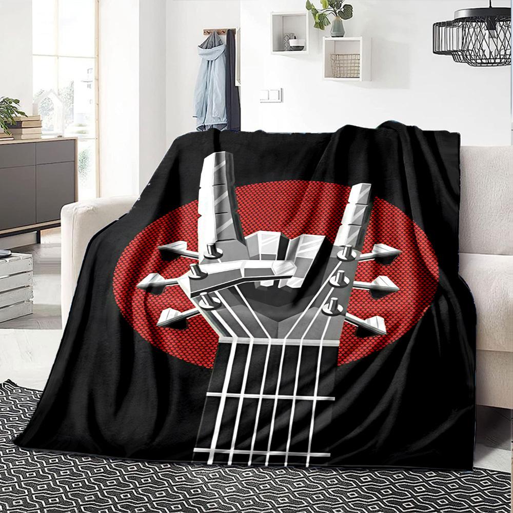1pc Guitar Headstock Themed Printed Soft and Comfortable Home Blanket, Small Throw Blanket, Nap Blanket, Suitable As a Gift L080
