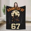 Haunted by   Funny Boo Ghost Pumpkin Halloween Throw Blanket for Couch Chair Sofa Bed or Bedspread Cover with Spooky Print