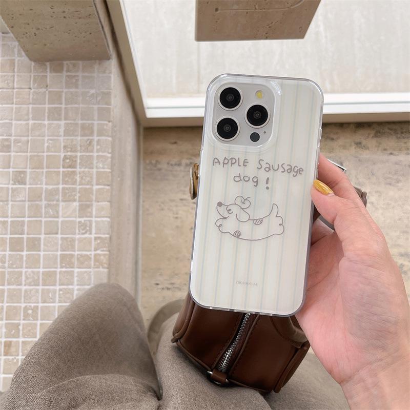 

Striped Cartoon Puppy iPhone 17 Pro Max Case with Chain for Women iPhone 16 Pro