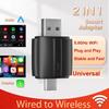 Mini 2-In-1 Wired To Wireless Driving Android Auto Car Ai Box Wireless Adapter Type C Usb Port for Bmw Toyota Honda Ford Mustang