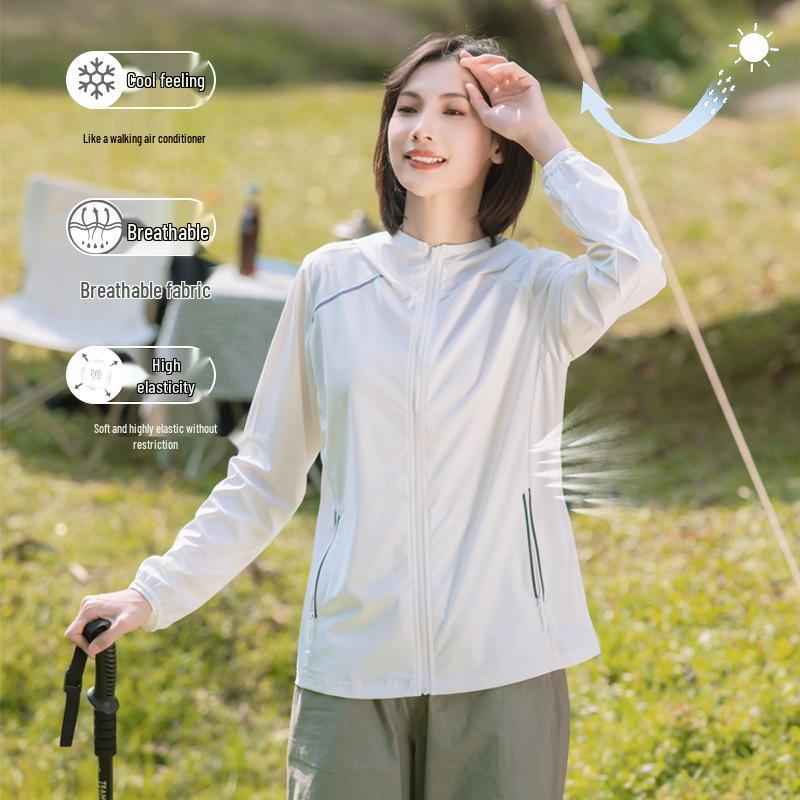 Women's Summer UV-Blocking Ice Silk Jacket - Breathable Plus Size Sun Protection for Running