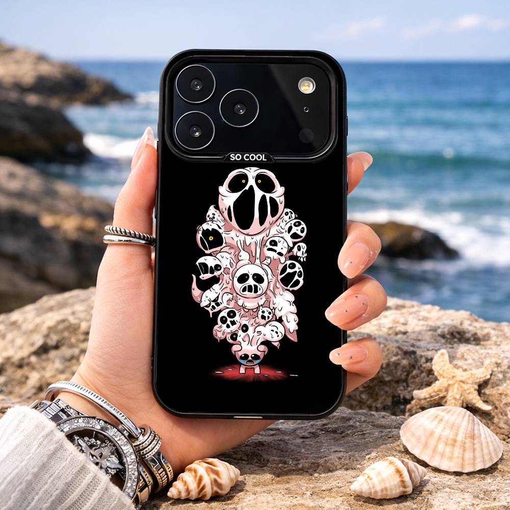 The B-Binding Of I-Isaac Phone Case For iPhone17,16,15,14,13,12,11,Pro,MAX Gray Matte Silicone Black Cover