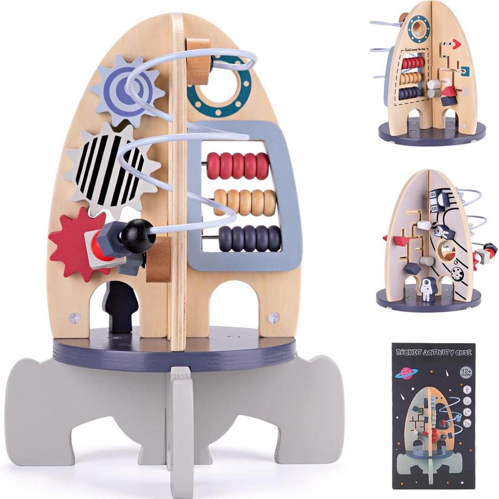 Wooden Animal Bead Maze & Building Blocks Toy for Early Education - Ages 1-3